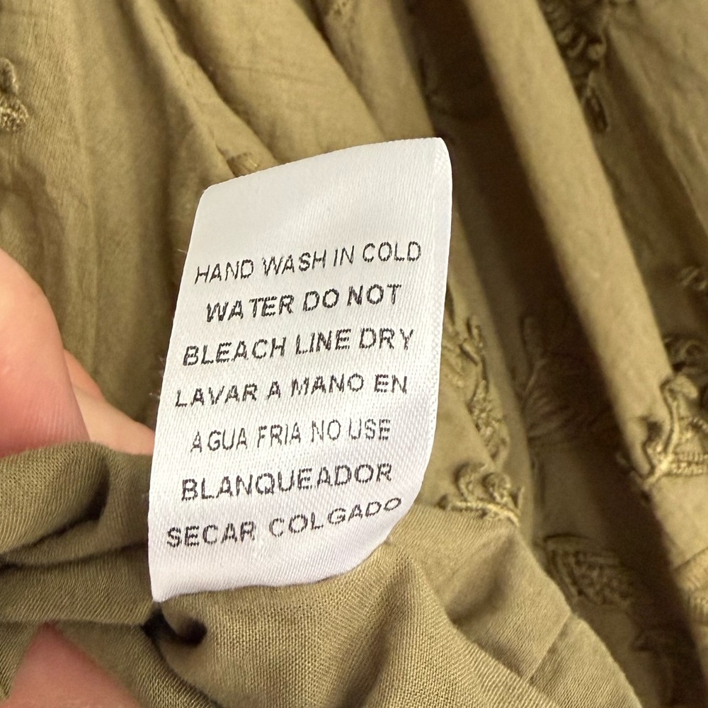 entro Olive Green Embroidered Button-Front Blouse - Picture 6 of 6